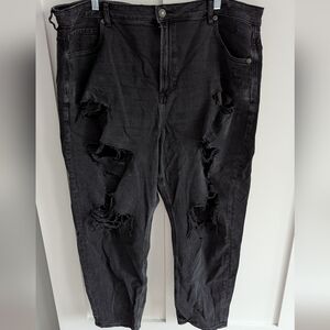 American Eagle Women's Distressed Black Jeans Loose Size 20 Short